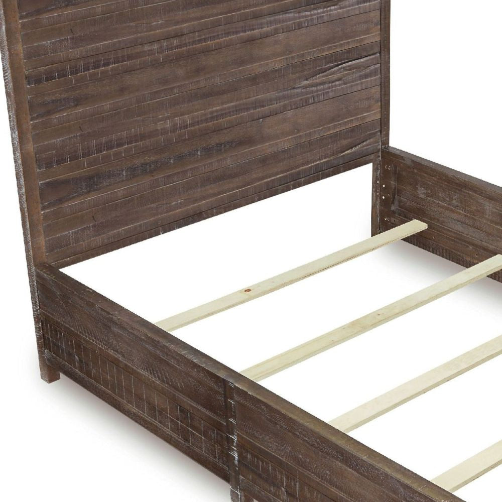 Cas Sengon Tekik Low Profile Panel California King Bed Rough Hewn Brown