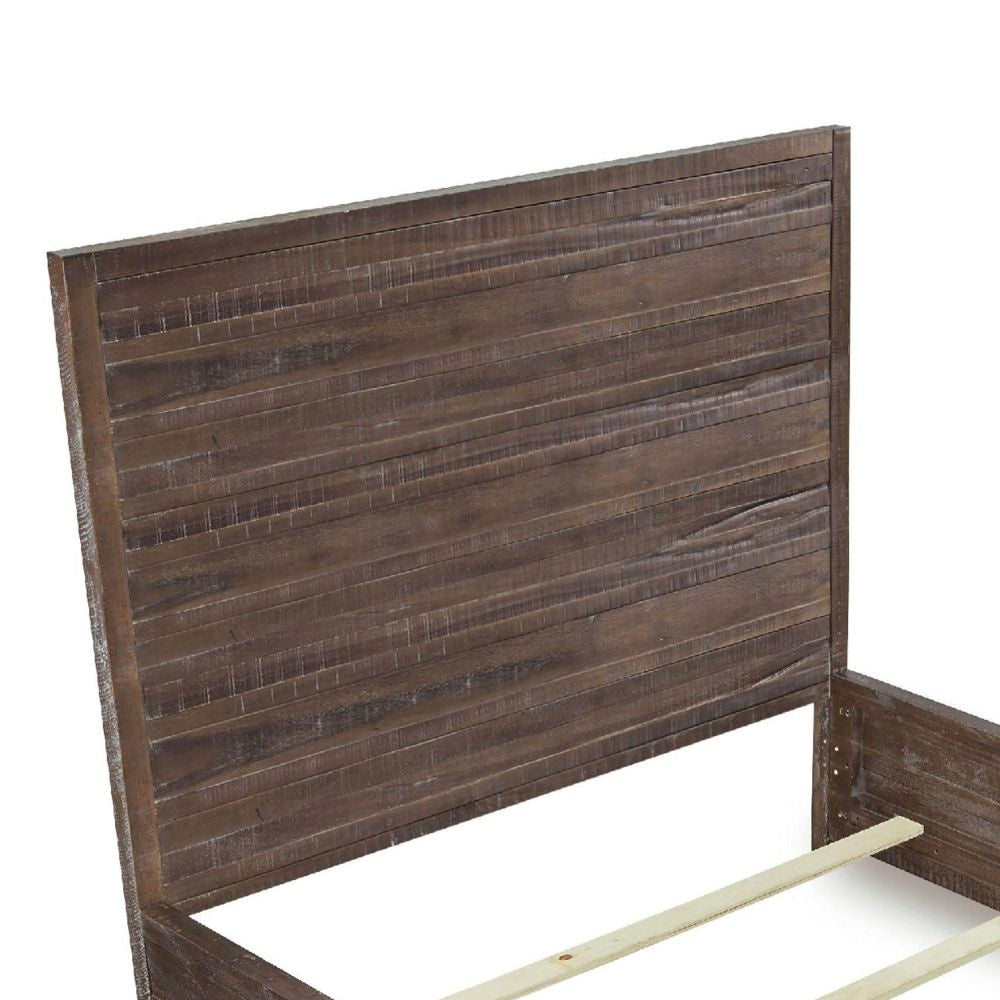 Cas Sengon Tekik Low Profile Panel California King Bed Rough Hewn Brown