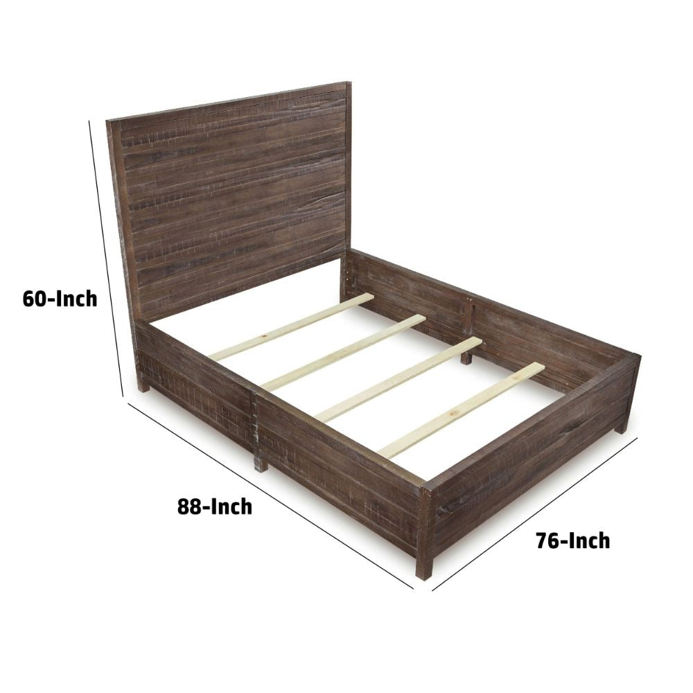 Cas Sengon Tekik Low Profile Panel California King Bed Rough Hewn Brown