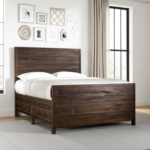 Cas Sengon Tekik Low Profile Panel California King Bed, Rough Hewn, Brown