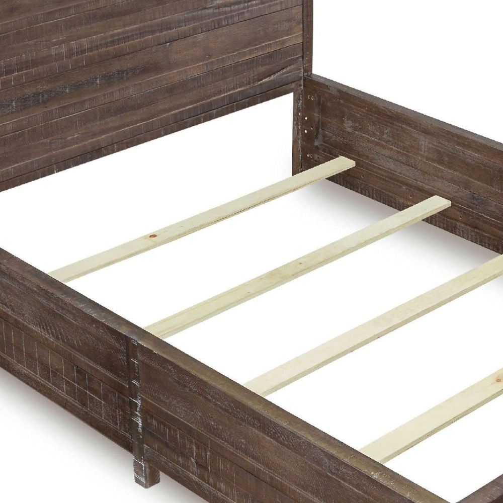 Cas Sengon Tekik Low Profile Panel King Bed Rough Hewn Brown