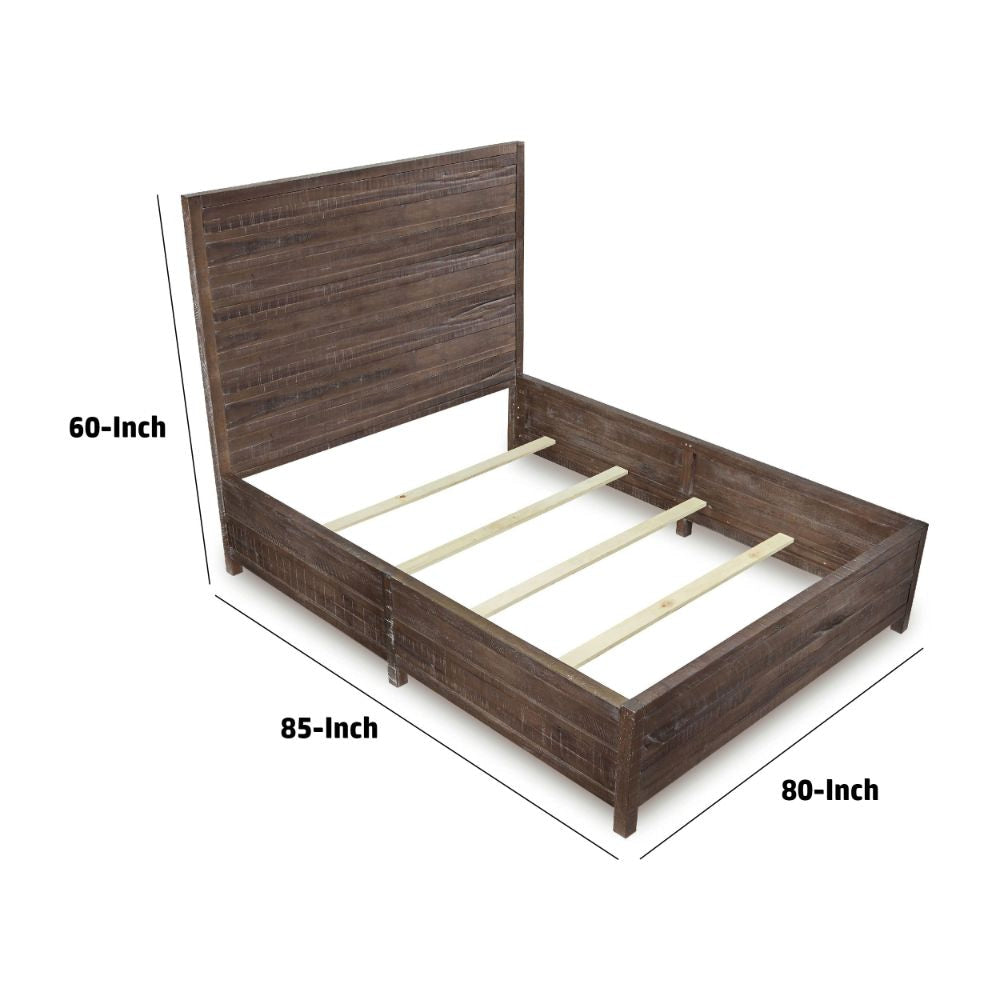 Cas Sengon Tekik Low Profile Panel King Bed Rough Hewn Brown