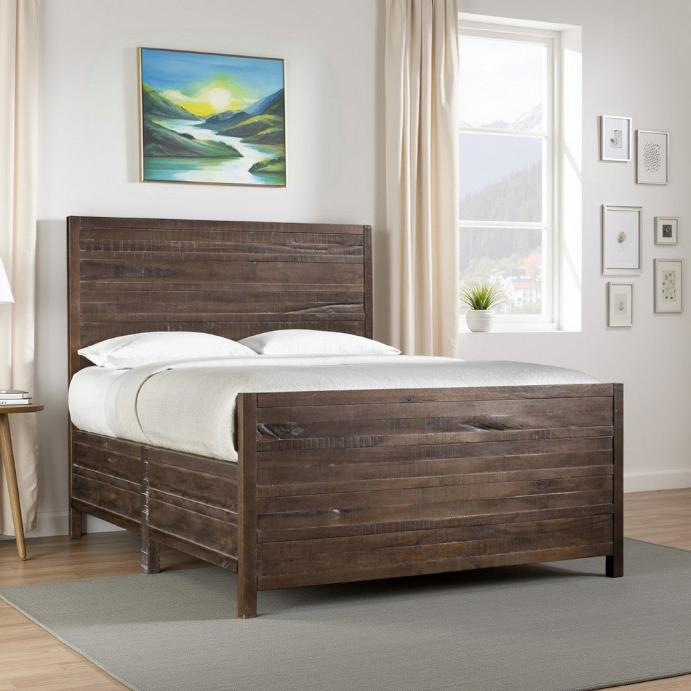 Cas Sengon Tekik Low Profile Panel King Bed, Rough Hewn, Brown