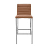 Eun 30 Inch Faux Leather Channel Barstool Chrome Legs Set of 2 Brown BM273663
