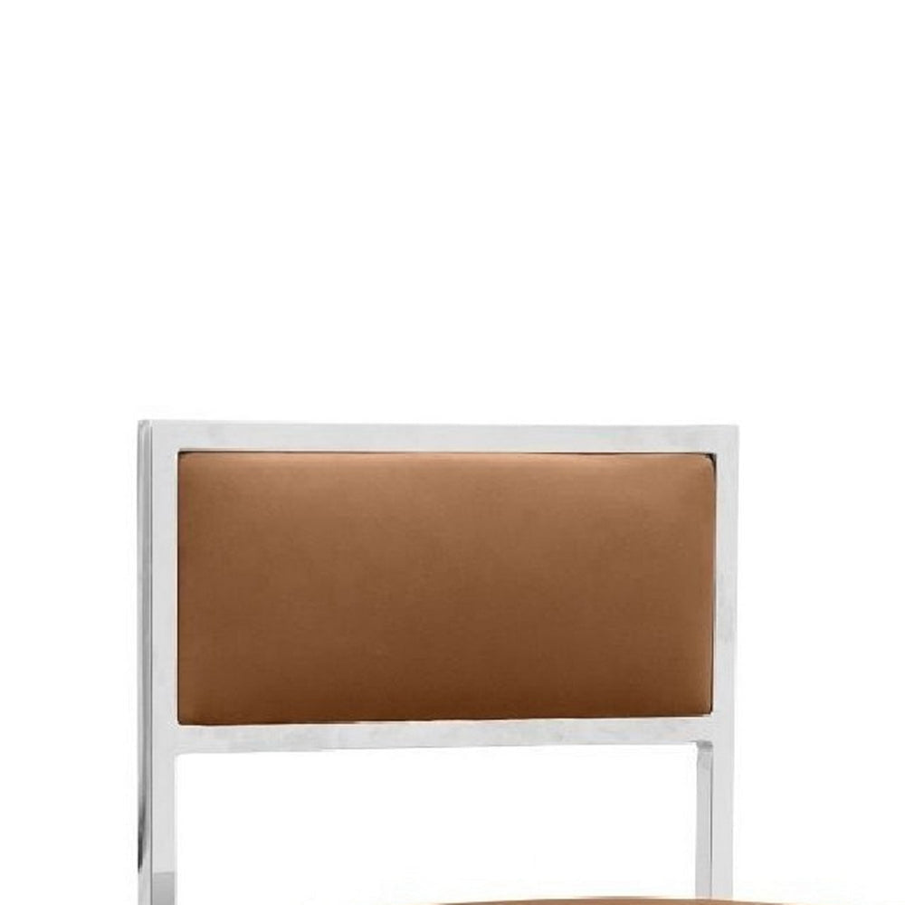 Eun 30 Inch Faux Leather Barstool Chrome Cross Base Set of 2 Brown BM273664