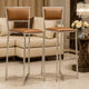 Eun 30 Inch Faux Leather Barstool, Chrome Cross Base, Set of 2, Brown