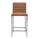Eun 26 Inch Vegan Faux Leather Counter Stool Chrome Legs Set of 2 Brown BM273665