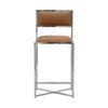 Eun 26 Inch Faux Leather Counter Stool Chrome Base Set of 2 Brown BM273666
