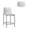 Eun 26 Inch Faux Leather Channel Counter Stool Chrome Set of 2 White BM273671