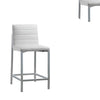 Eun 26 Inch Faux Leather Channel Counter Stool Chrome Set of 2 White BM273671