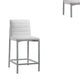 Eun 26 Inch Faux Leather Channel Counter Stool Chrome Set of 2 White BM273671