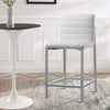 Eun 26 Inch Faux Leather Channel Counter Stool, Chrome, Set of 2, White
