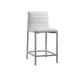 Eun 26 Inch Faux Leather Channel Counter Stool, Chrome, Set of 2, White