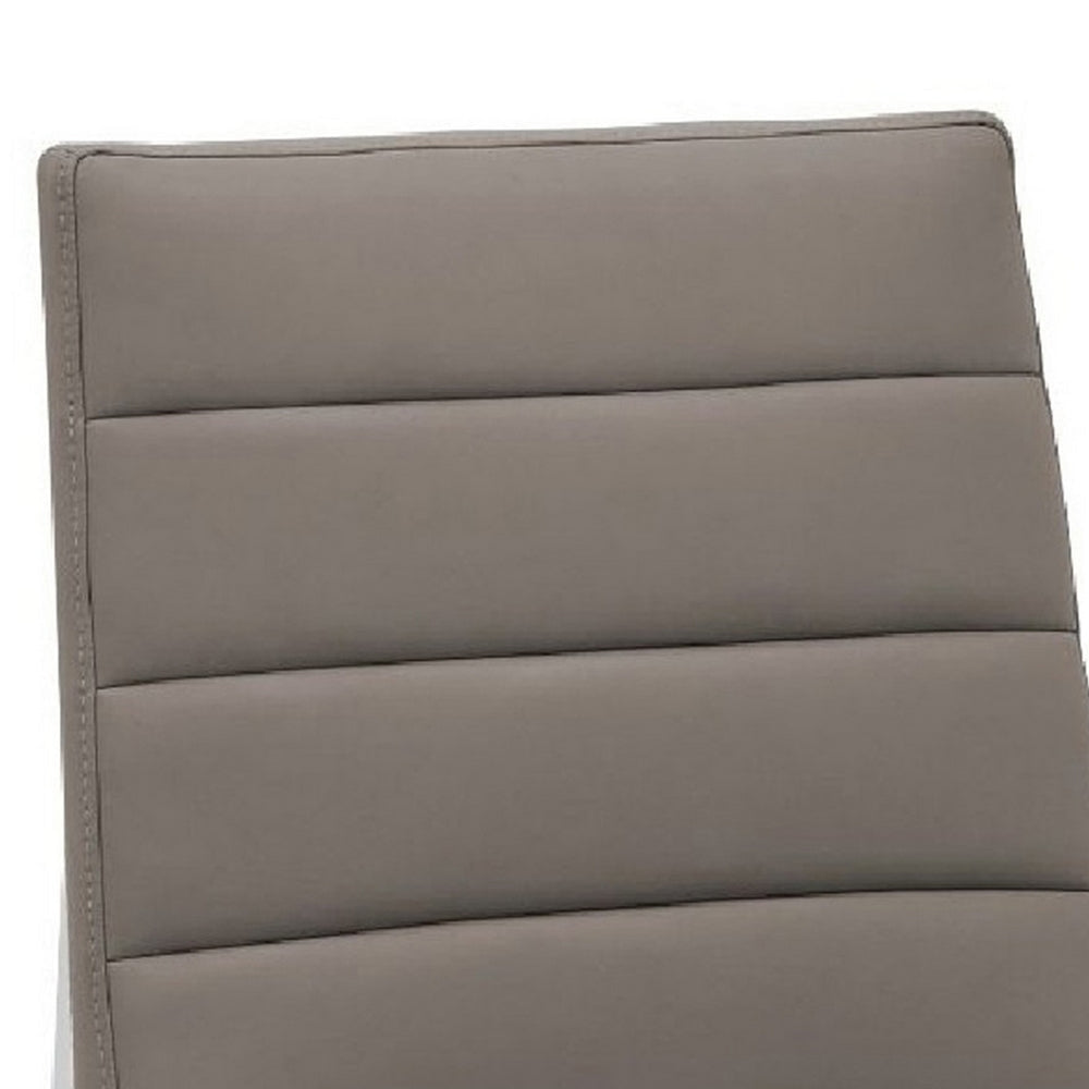 Eun 23 Inch Faux Leather Channel Dining Chair Chrome Legs Set of 2 Gray BM273673