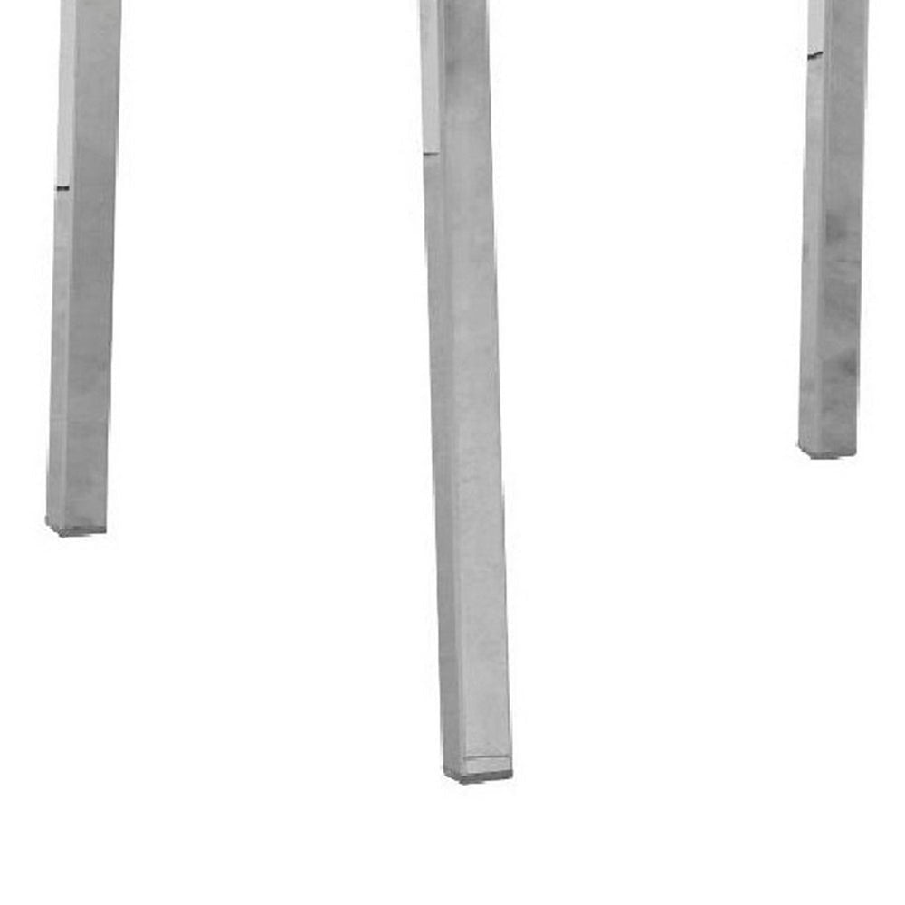 Eun 23 Inch Faux Leather Channel Dining Chair Chrome Legs Set of 2 Gray BM273673