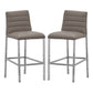 Eun 30 Inch Faux Leather Channel Barstool Chrome Legs Set of 2 Gray By Casagear Home BM273675