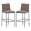 Eun 30 Inch Faux Leather Channel Barstool Chrome Legs Set of 2 Gray By Casagear Home BM273675