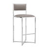 Eun 30 Inch Vegan Faux Leather Barstool, Chrome Base, Set of 2, Gray