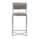 Eun 26 Inch Vegan Faux Leather Counter Stool Chrome Base Set of 2 Gray BM273678