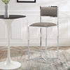 Eun 26 Inch Vegan Faux Leather Counter Stool, Chrome Base, Set of 2, Gray
