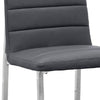 Eun 23 Inch Faux Leather Dining Chair Chrome Legs Set of 2 Dark Gray BM273679