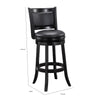 29 Inch Pio Solid Wood Swivel Barstool Vegan Faux Leather Curved Backrest Black By Casagear Home BM273789