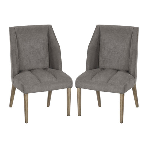 23 Inch Upholstered Solid Timber Dining Chair Set of 2 Dark Gray BM273917