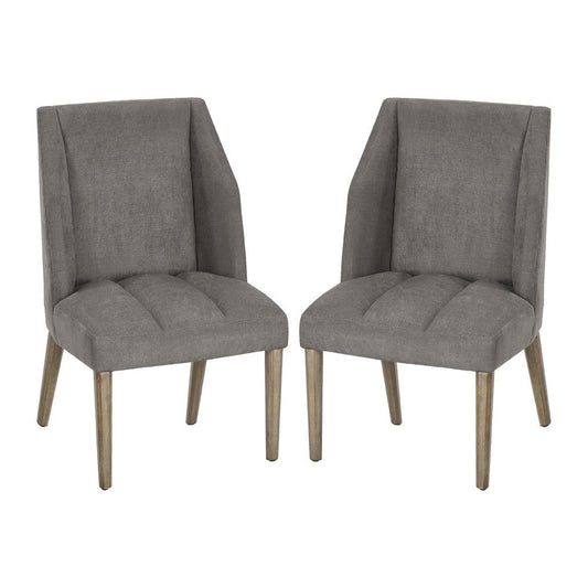 23 Inch Upholstered Solid Timber Dining Chair Set of 2 Dark Gray BM273917