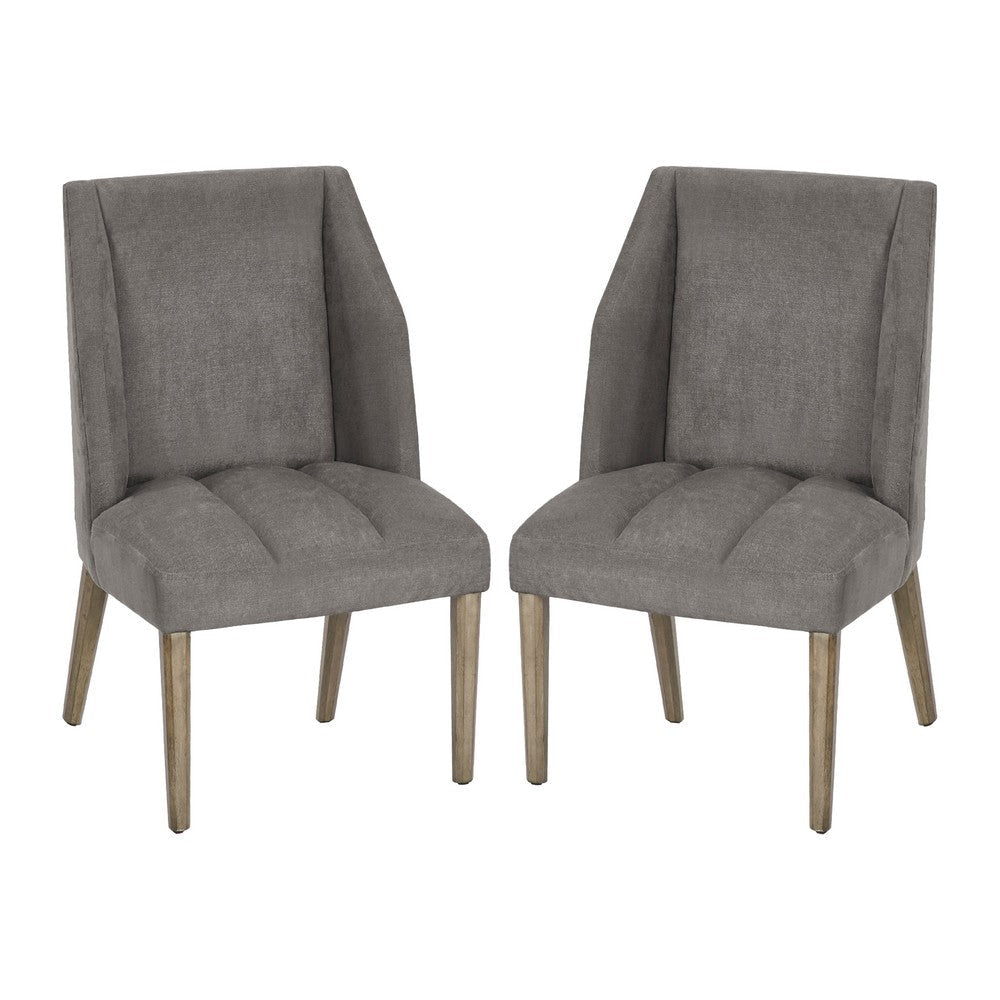 23 Inch Upholstered Solid Timber Dining Chair, Set of 2, Dark Gray