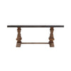 83 Inch Concrete Top Dining Table, Acacia Wood, Turned Pedestal Base, Gray