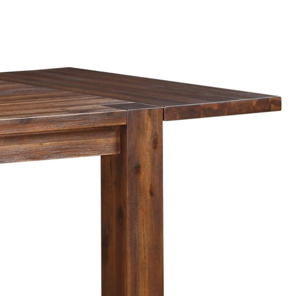 63-95 Inch Pim Acacia Wood Dining Table 2 Extension Leaves Walnut Brown BM273929