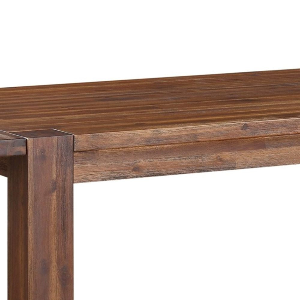63-95 Inch Pim Acacia Wood Dining Table 2 Extension Leaves Walnut Brown BM273929