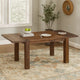 63-95 Inch Pim Acacia Wood Dining Table, 2 Extension Leaves, Walnut Brown