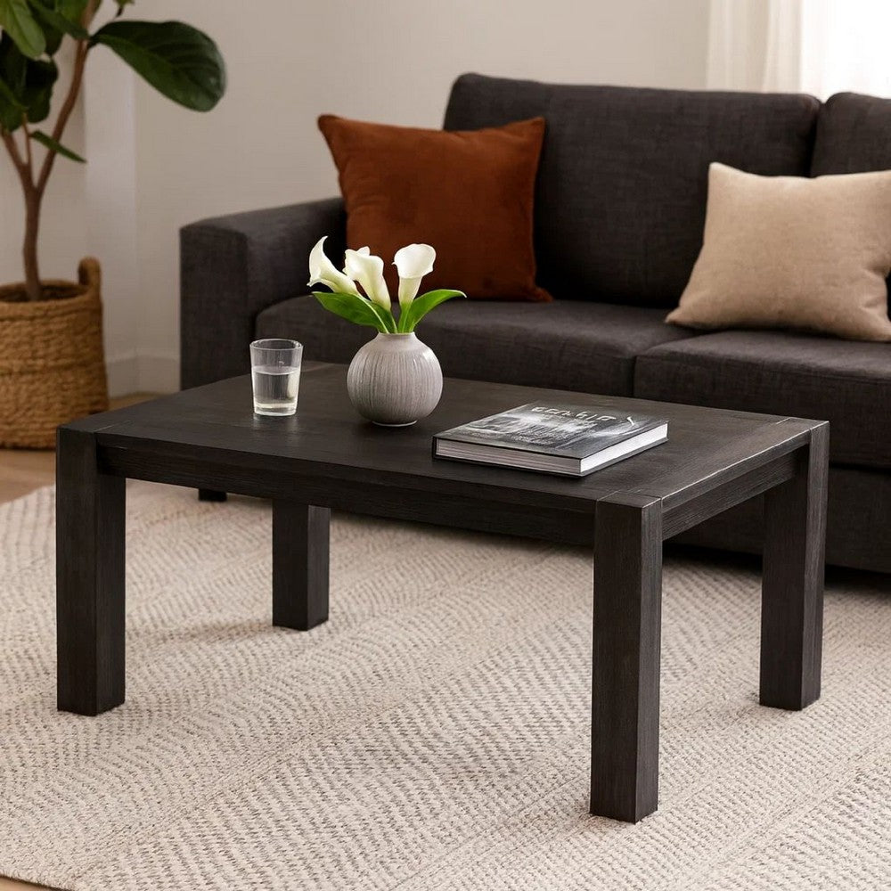 63-94 Inch Pim Acacia Wood Dining Table, 2 Extension Leaves, Graphite Gray