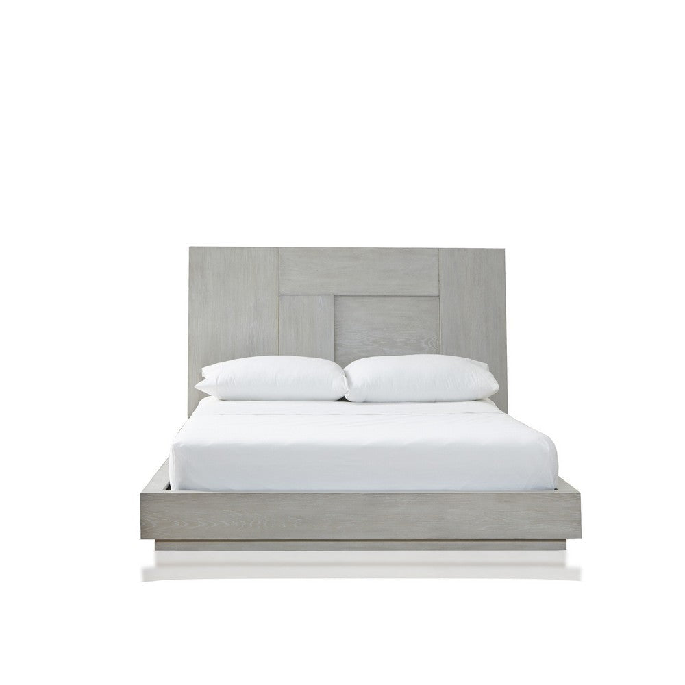 Joe Mahogany Wood Modern Platform Queen Bed Plinth Base Gray BM274072