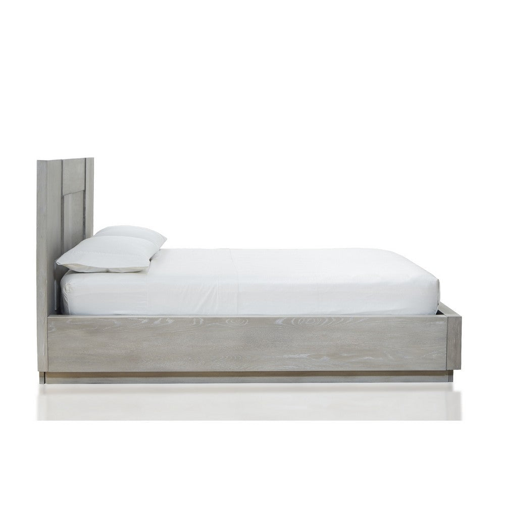 Joe Mahogany Wood Modern Platform Queen Bed Plinth Base Gray BM274072