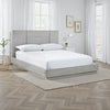 Joe Mahogany Wood Modern Platform Queen Bed, Plinth Base, Gray