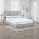 Joe Mahogany Wood Modern Platform Queen Bed, Plinth Base, Gray