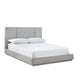 Joe Mahogany Wood Modern Platform Queen Bed, Plinth Base, Gray