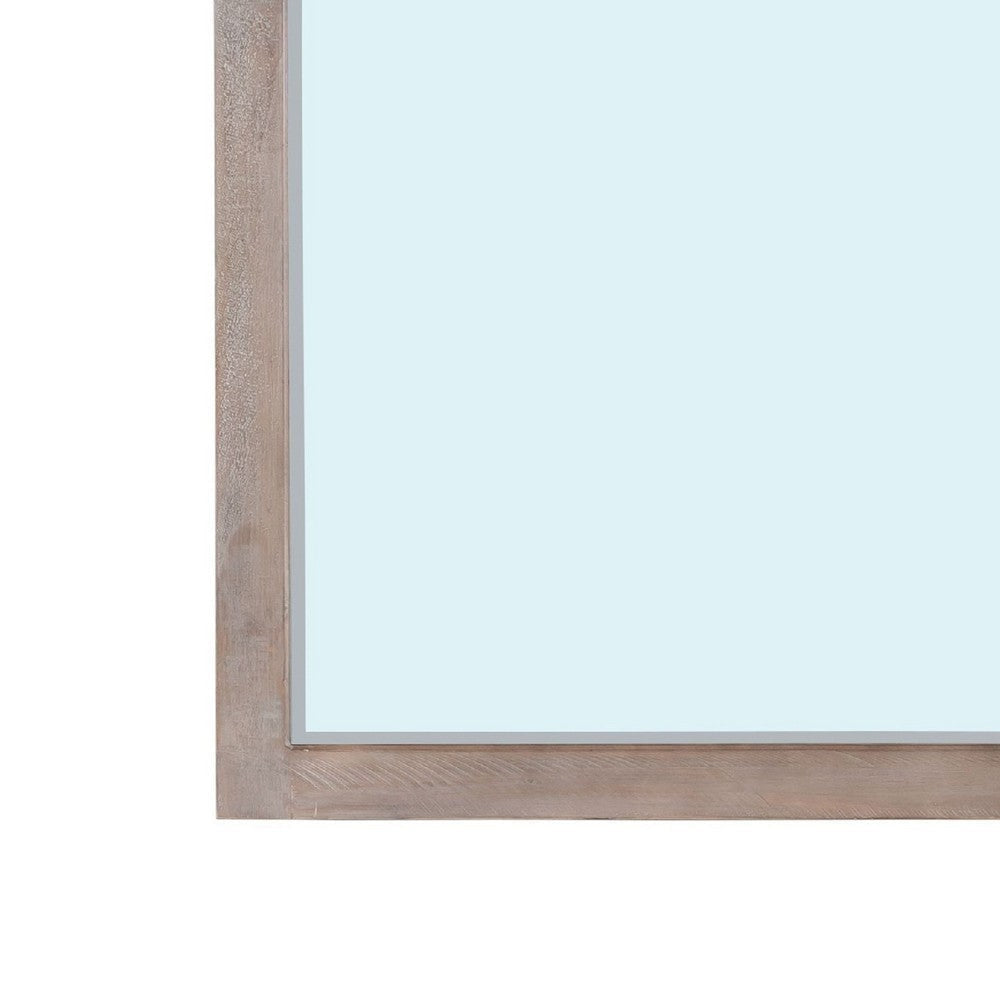 40 Inch Smith Modern Rectangular Wall Mirror Glossy Pine Wood Frame Brown BM274079