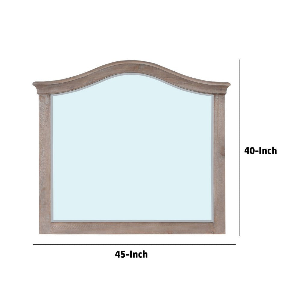 40 Inch Smith Modern Rectangular Wall Mirror Glossy Pine Wood Frame Brown BM274079