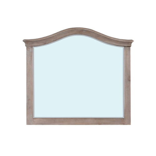 40 Inch Smith Modern Rectangular Wall Mirror, Glossy Pine Wood Frame, Brown