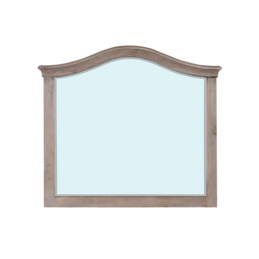 40 Inch Smith Modern Rectangular Wall Mirror, Glossy Pine Wood Frame, Brown