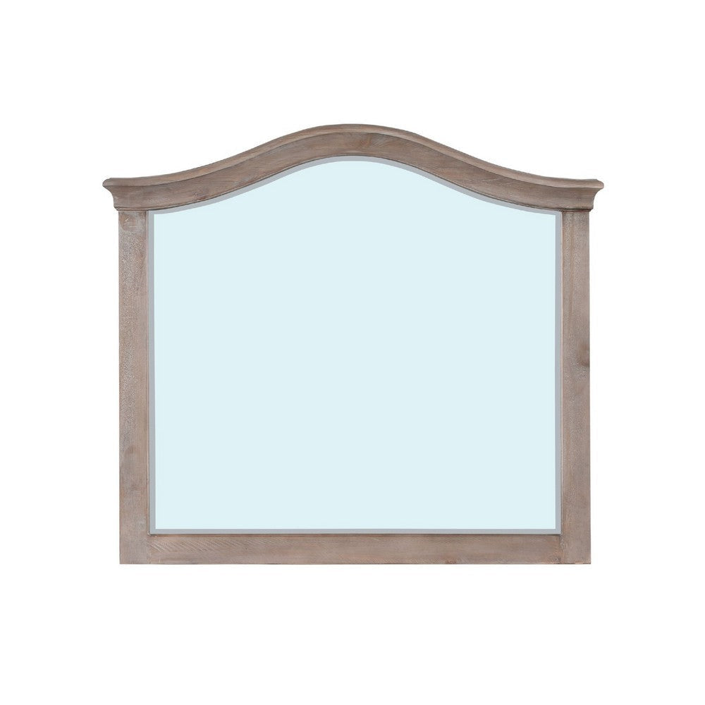 40 Inch Smith Modern Rectangular Wall Mirror, Glossy Pine Wood Frame, Brown