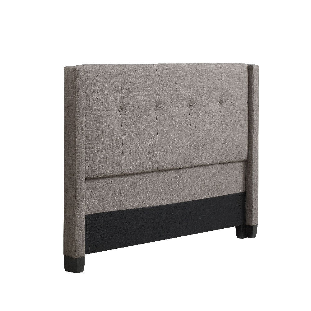 Adams Queen Size Headboard, Adjustable Metal Legs, Tufted Linen, Gray