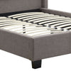 Adams Low Profile Queen Bed Piped Edges Tufted Linen Gray