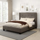 Adams Low Profile Queen Bed, Piped Edges, Tufted Linen, Gray