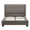 Adams Low Profile King Bed, Piped Edges, Tufted Linen, Gray