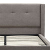 Adams Low Profile King Bed Piped Edges Tufted Linen Gray