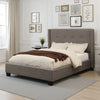 Adams Low Profile King Bed, Piped Edges, Tufted Linen, Gray